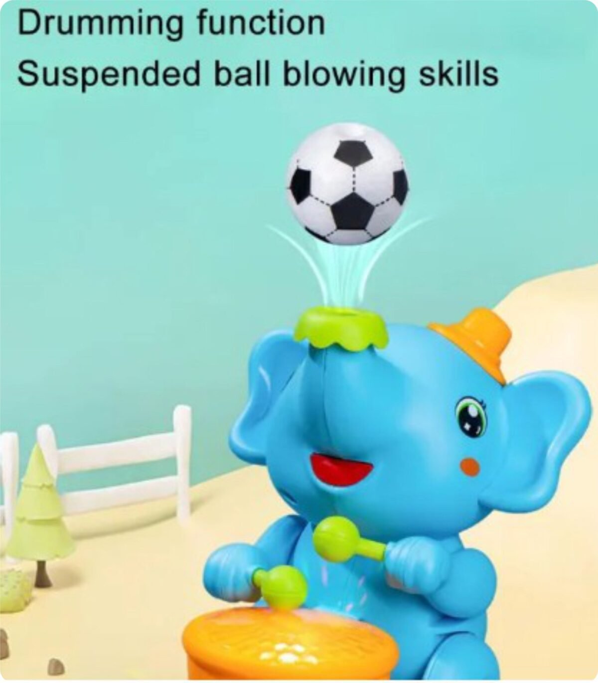 Elephant Musician Toy-Blue