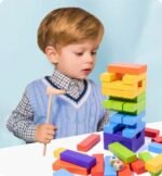 Wooden Stacking Blocks Tower Building Blocks -Mix Color