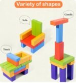 Wooden Stacking Blocks Tower Building Blocks -Mix Color