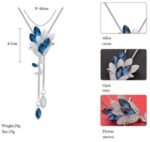 Rhinestone Imitation Pearl Long Chain -Silver