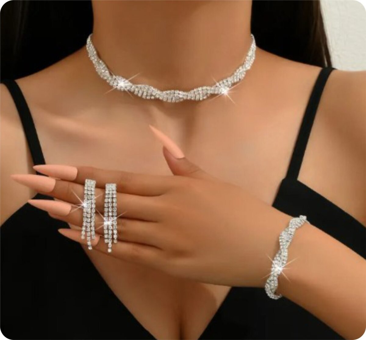jewelry set for women necklace earrings bracelet-Silver