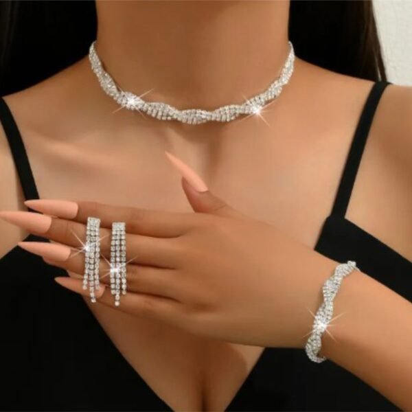 jewelry set for women necklace earrings bracelet-Silver