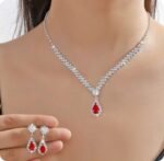 Red Cubic Zirconia Jewelry Set -Blue-TL-010