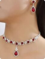 Red Cubic Zirconia Jewelry Set -Blue-TL-010