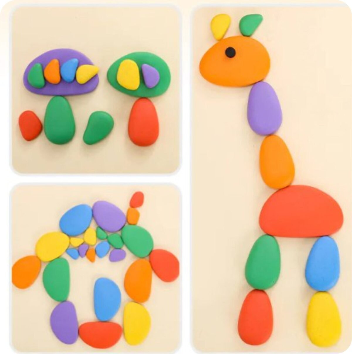 Rainbow Stacking Stones with 20 Game Cards-Mix Color