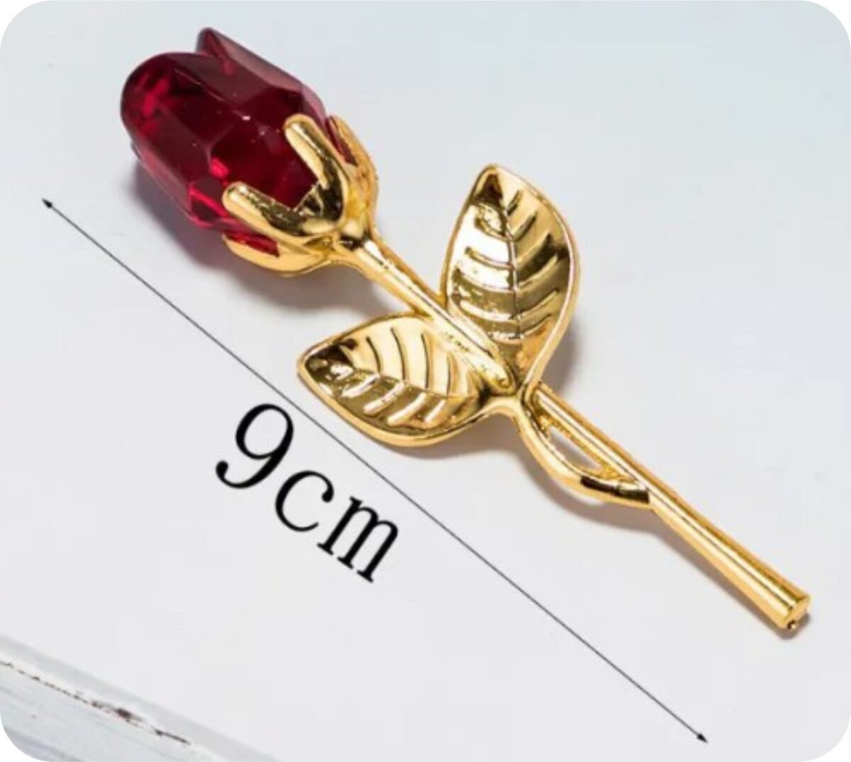 Glass Rose Flower in Box-Red