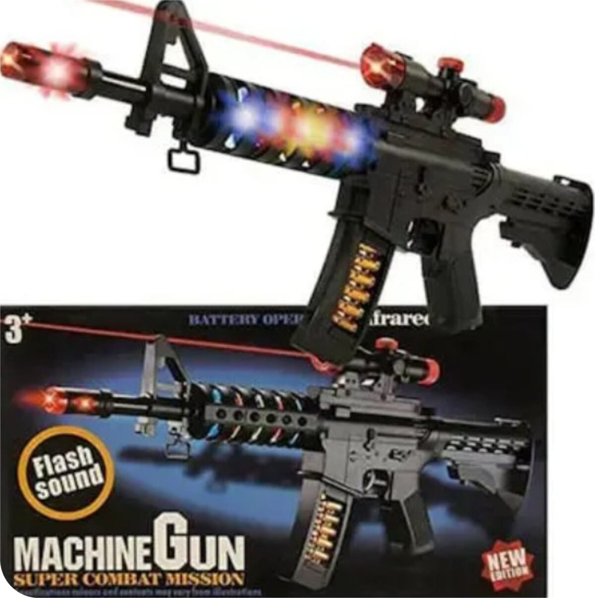 Toy Gun With Flash Light-Black
