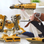 Toy Car Boys' Building Blocks Assemble Engineering Deformation.