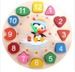 3D Cartoon Children Wood Solid Clock Geometry Shape