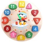 3D Cartoon Children Wood Solid Clock Geometry Shape