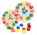 3D Cartoon Children Wood Solid Clock Geometry Shape - Image 2