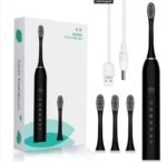 6-Speed USB Rechargeable Sonic Electric Toothbrush with 4 Soft Brush